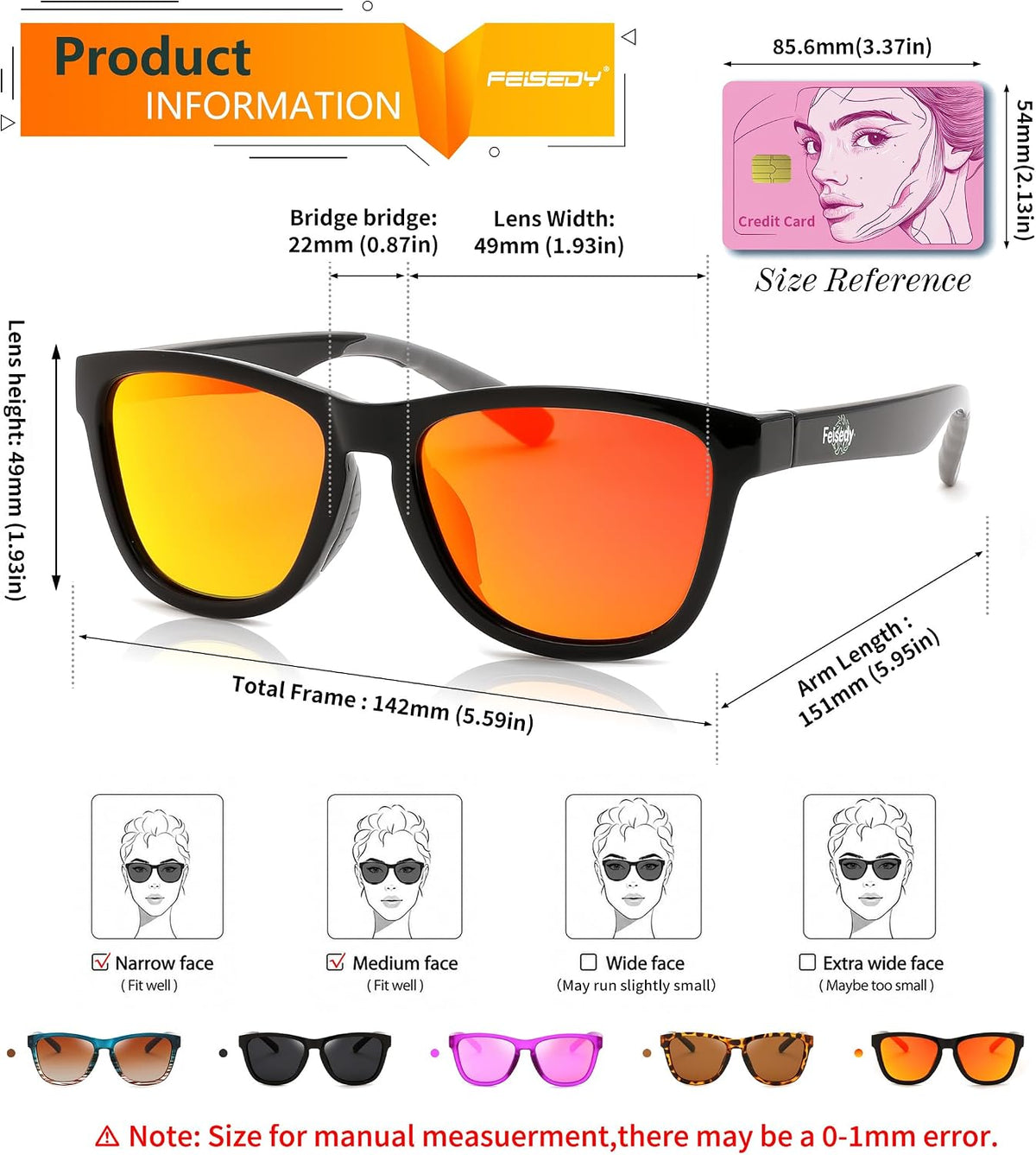 商品图片 29 | B0HFJF1ZXG | FEISEDY Polarized Sunglasses Women Men Sports Lightweight Sun Glasses B1423