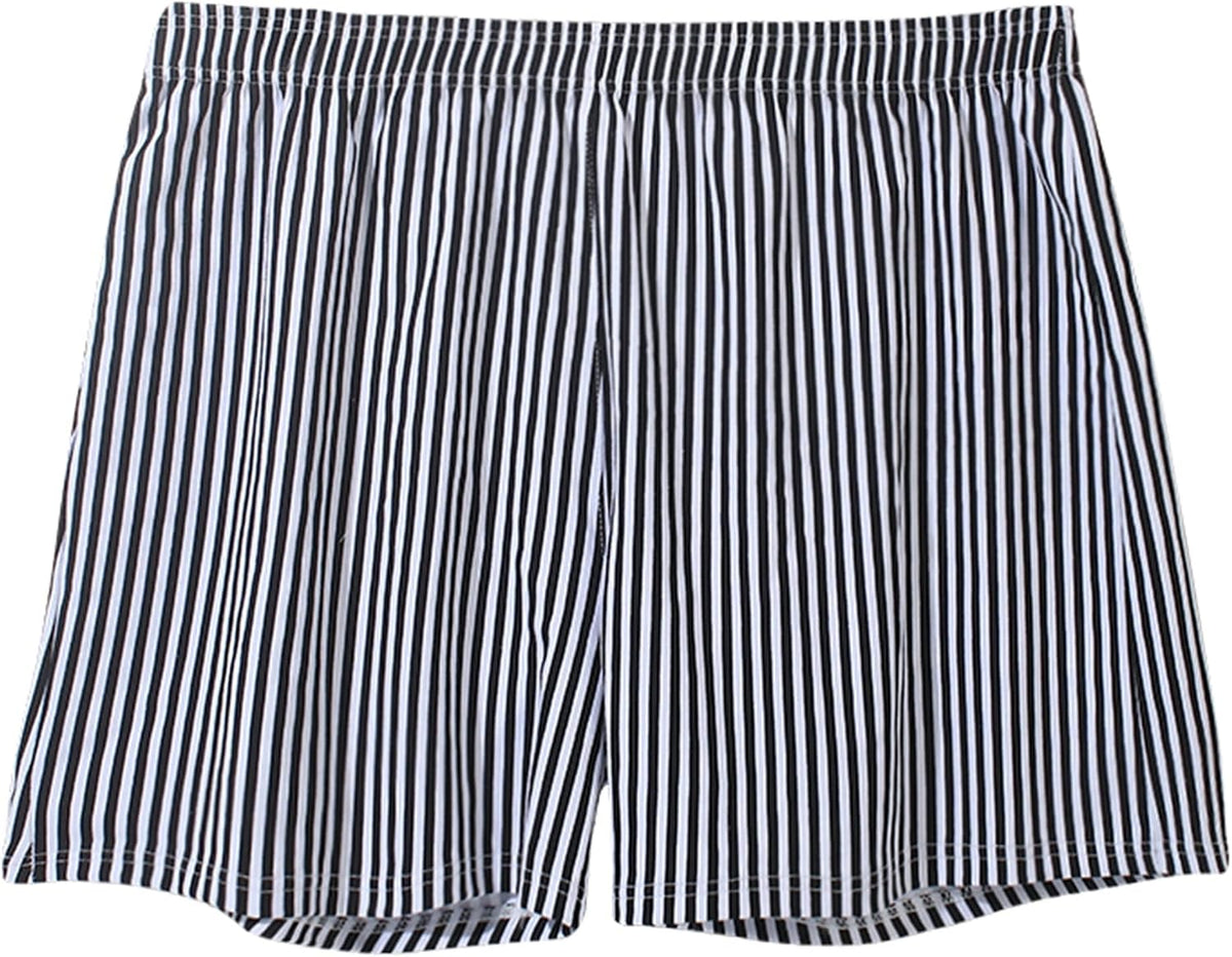 商品图片 2 | B0GXPM2JPL | Men's Loose Fit Boxer Shorts 95% Cotton Blend Striped Soft Breathable Underwear, Casual Lounge Sleep Shorts (M-3XL), Black