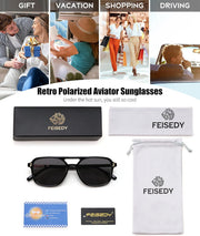 ÉÌƷͼƬ 14 | B0H2V9BFS5 | FEISEDY Retro Polarized Aviator Square Sunglasses for Women Men UV400 B0357