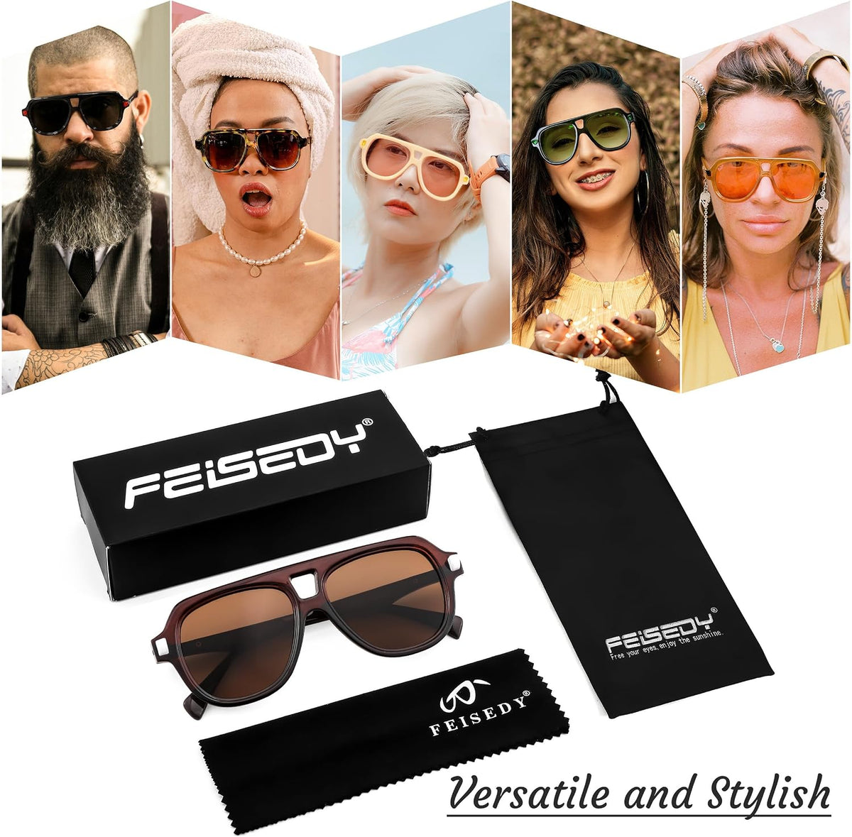 ÉÌƷͼƬ 29 | B0CDGNN3ZN | FEISEDY Vintage 70s Aviator Sunglasses Men Women Classic Retro Trendy Large Frame UV400 Sun Glasses B0030