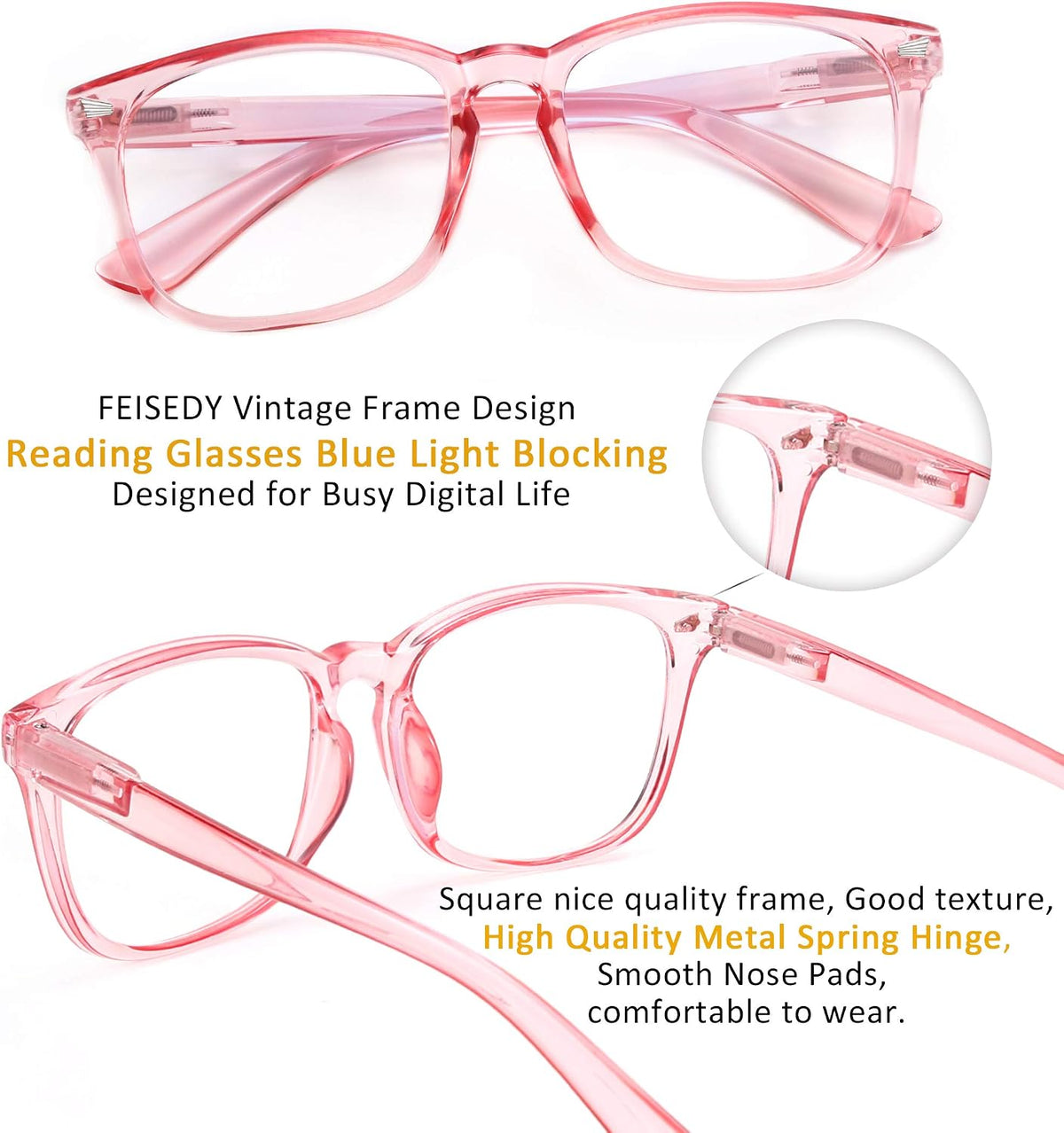 ÉÌƷͼƬ 14 | B07Z19XLDT | FEISEDY Vintage Reading Blue Light Blocking Glasses Women Men Reader Spring Hinge Glasses B2519