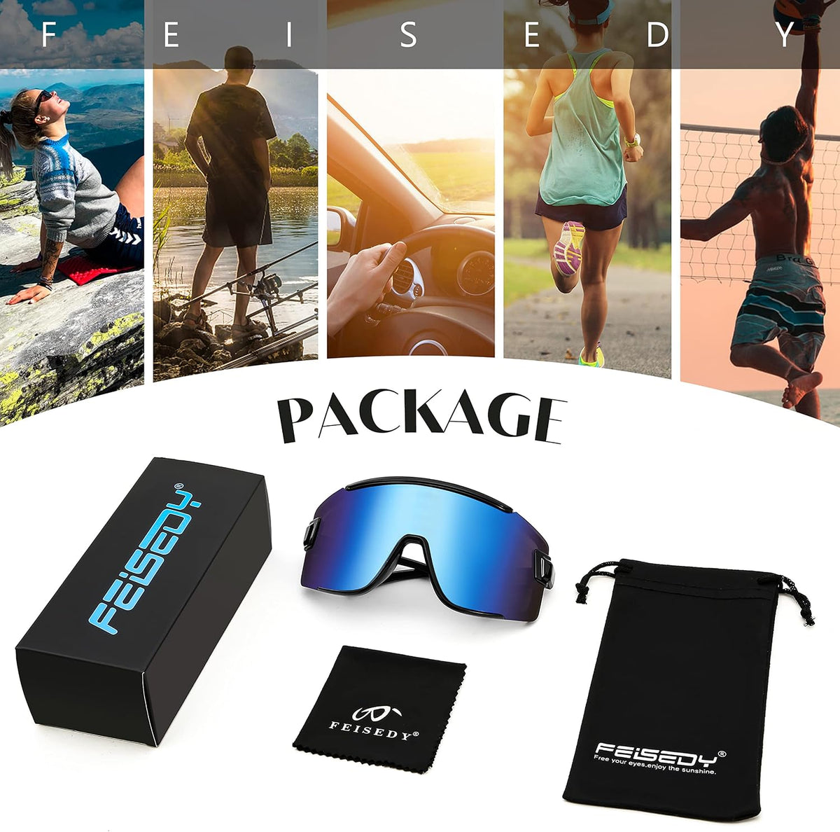 ÉÌƷͼƬ 8 | B0B45K1FS2 | FEISEDY Cycling Glasses Men Women Sport Sunglasses 80s ski Goggles Driving Fishing Biking Sunglasses UV Protection B2944