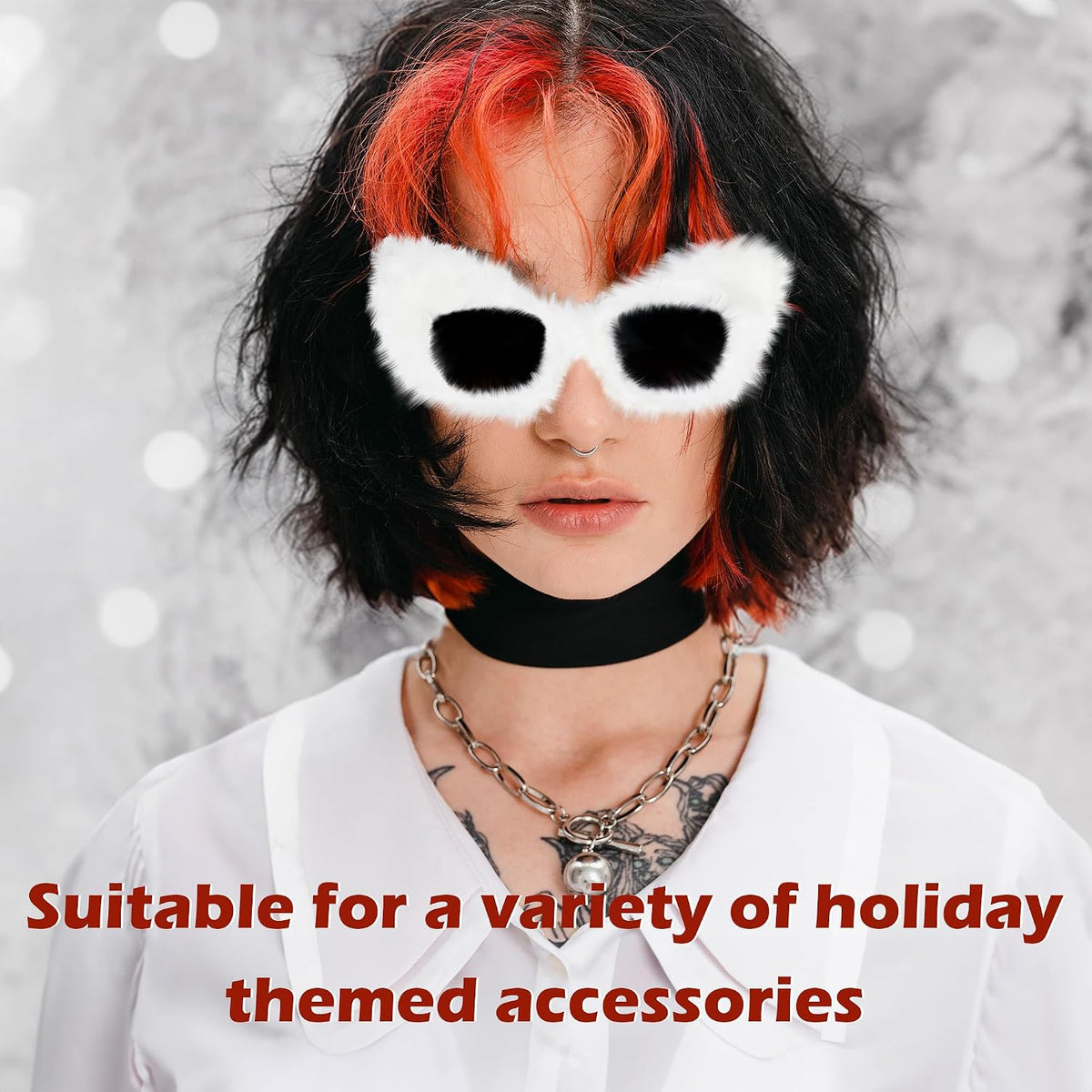 ÉÌƷͼƬ 132 | B09PN9V5N6 | FEISEDY Sunglasses Women Plush Fuzzy Soft Velvet Party Masquerade B2877