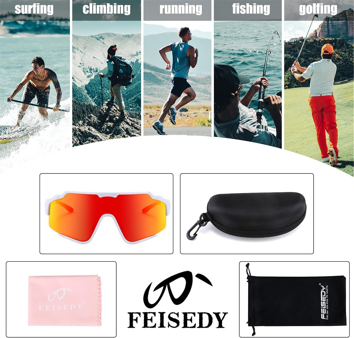 ÉÌƷͼƬ 16 | B0CTQ1VCY3 | FEISEDY Polarized Sports Sunglasses for Men Women, Baseball Cycling Fishing Sunglasses UV400 Protection B0134