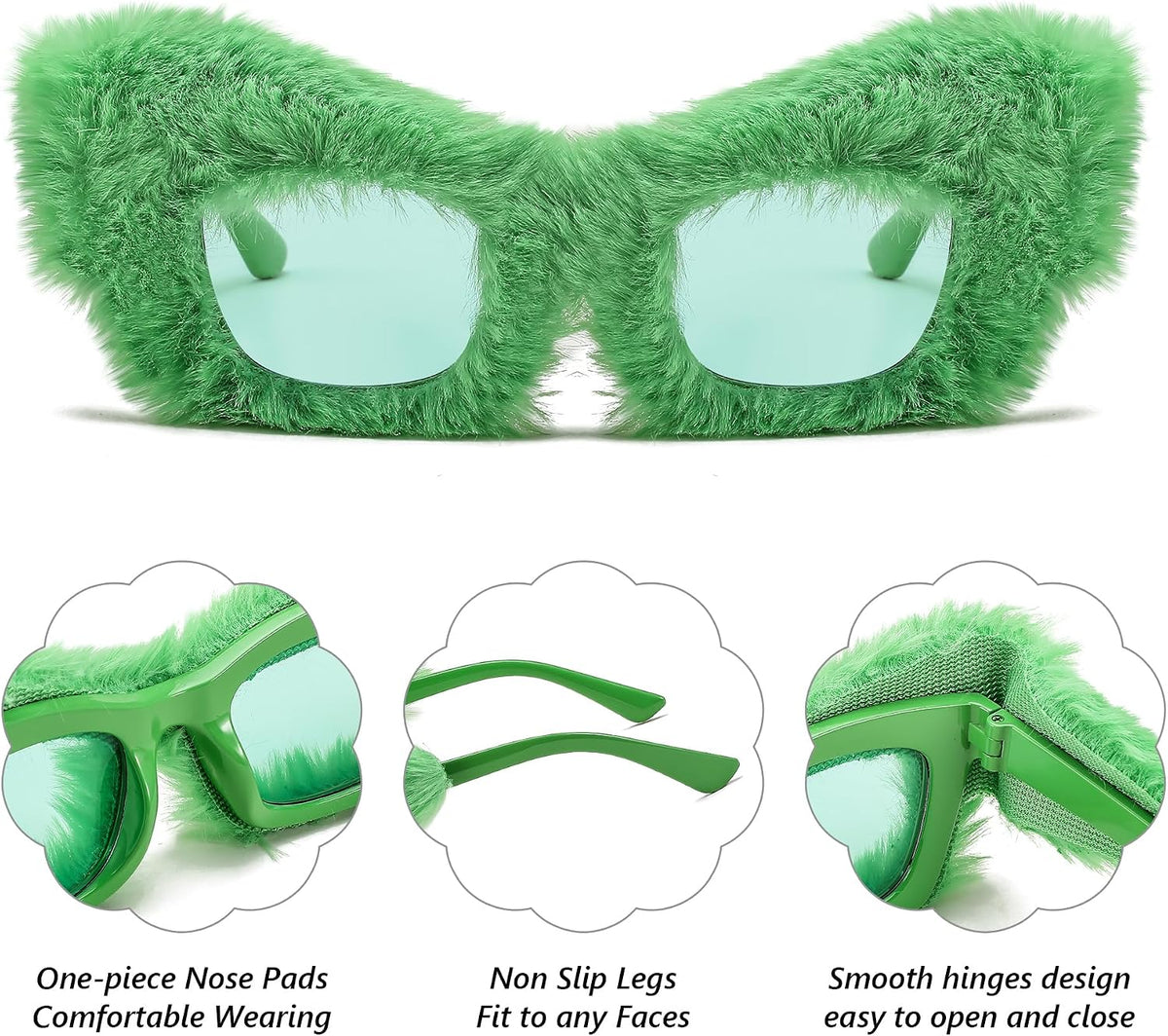 ÉÌƷͼƬ 31 | B09PN9V5N6 | FEISEDY Sunglasses Women Plush Fuzzy Soft Velvet Party Masquerade B2877