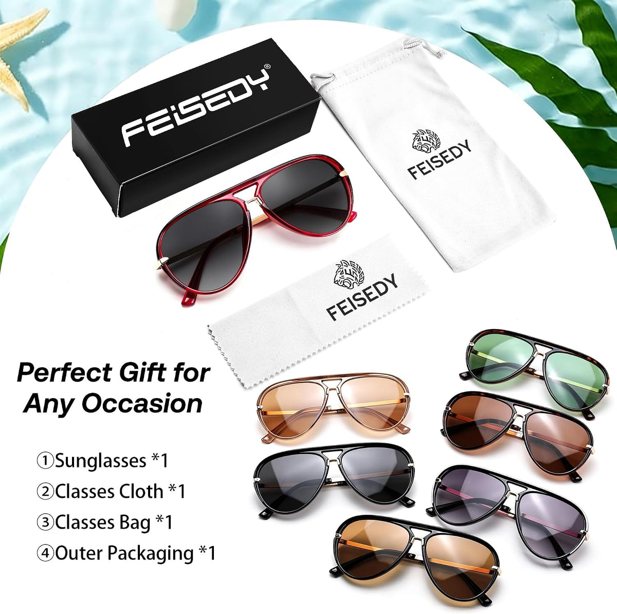 ÉÌƷͼƬ 35 | B0GYVVZBQM | FEISEDY Classic Aviator Sunglasses UV400 Protection for Women Men B0461