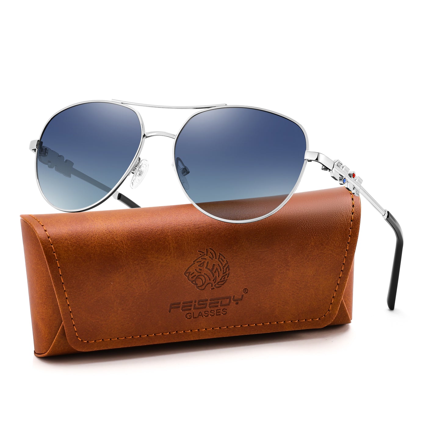 FEISEDY Retro Aviator Sunglasses for Women Men Metal Pilot Frame UV400 Protection Ladies Shades B0409
