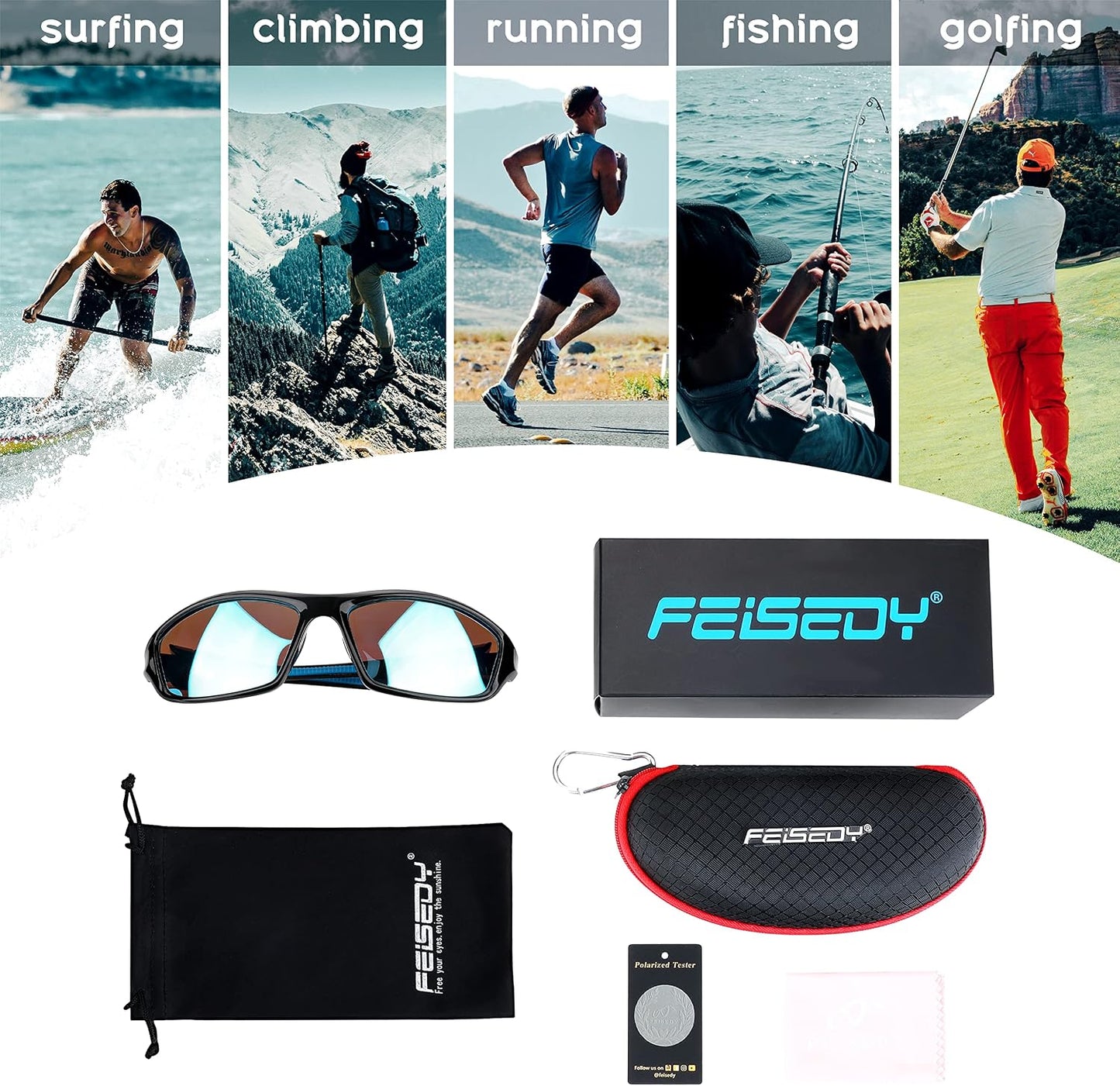 商品图片 21 | B09CT4VMCM | FEISEDY Classic Men Polarized Sports Sunglasses Night Driving Yellow Lenses Cycling Fishing Driving Glasses B2674