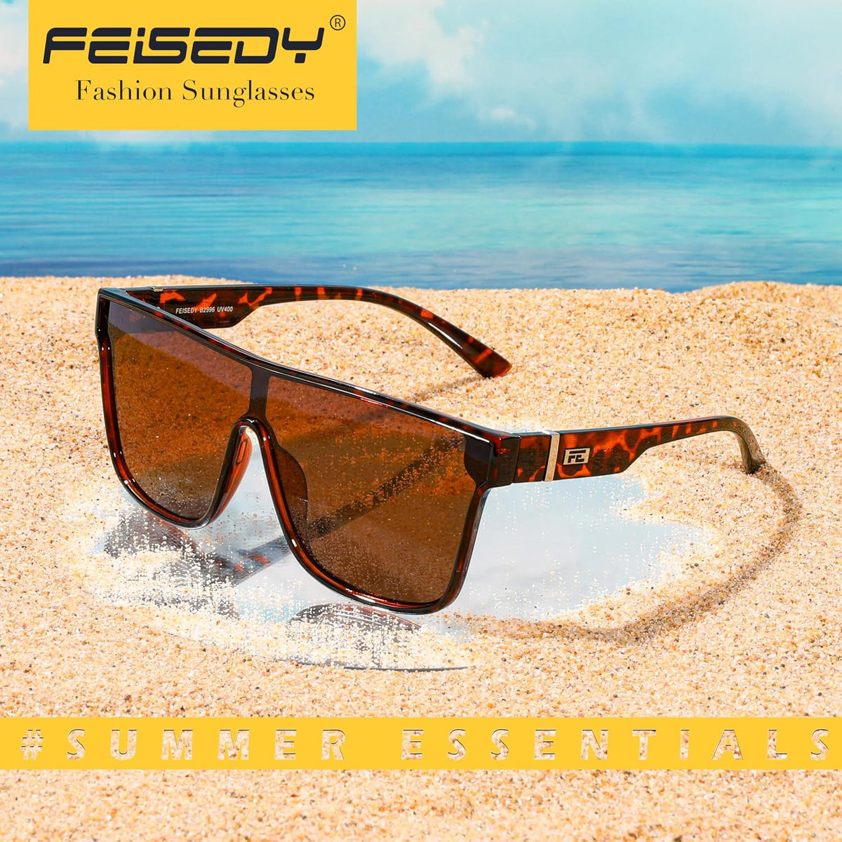 ÉÌƷͼƬ 30 | B0B2836HD6 | FEISEDY Sunglasses for Women Men, Fashion Mirrored Single Lens Shades