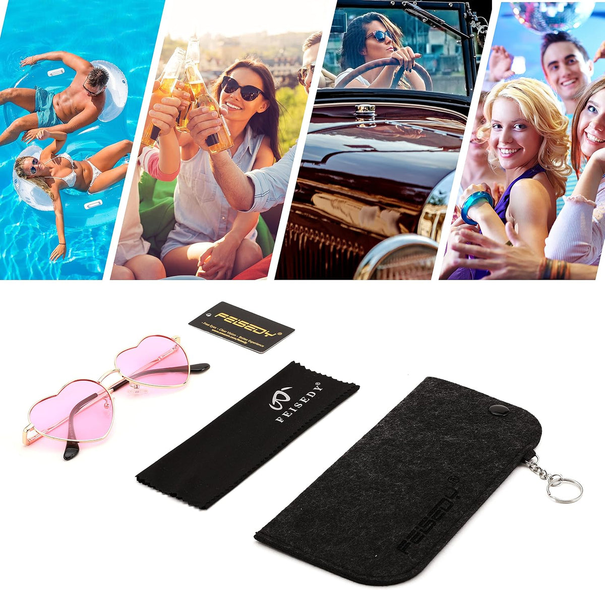 ÉÌƷͼƬ 63 | B0BP6HX1R6 | FEISEDY Polarized Heart Sunglasses Women Men Metal Frame Cute Lovely Glasses UV400 Protection B2375