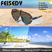 ÉÌƷͼƬ 38 | B085PPHWTZ | FEISEDY Retro Oversized Sunglasses Women Men One Piece Frame B2580