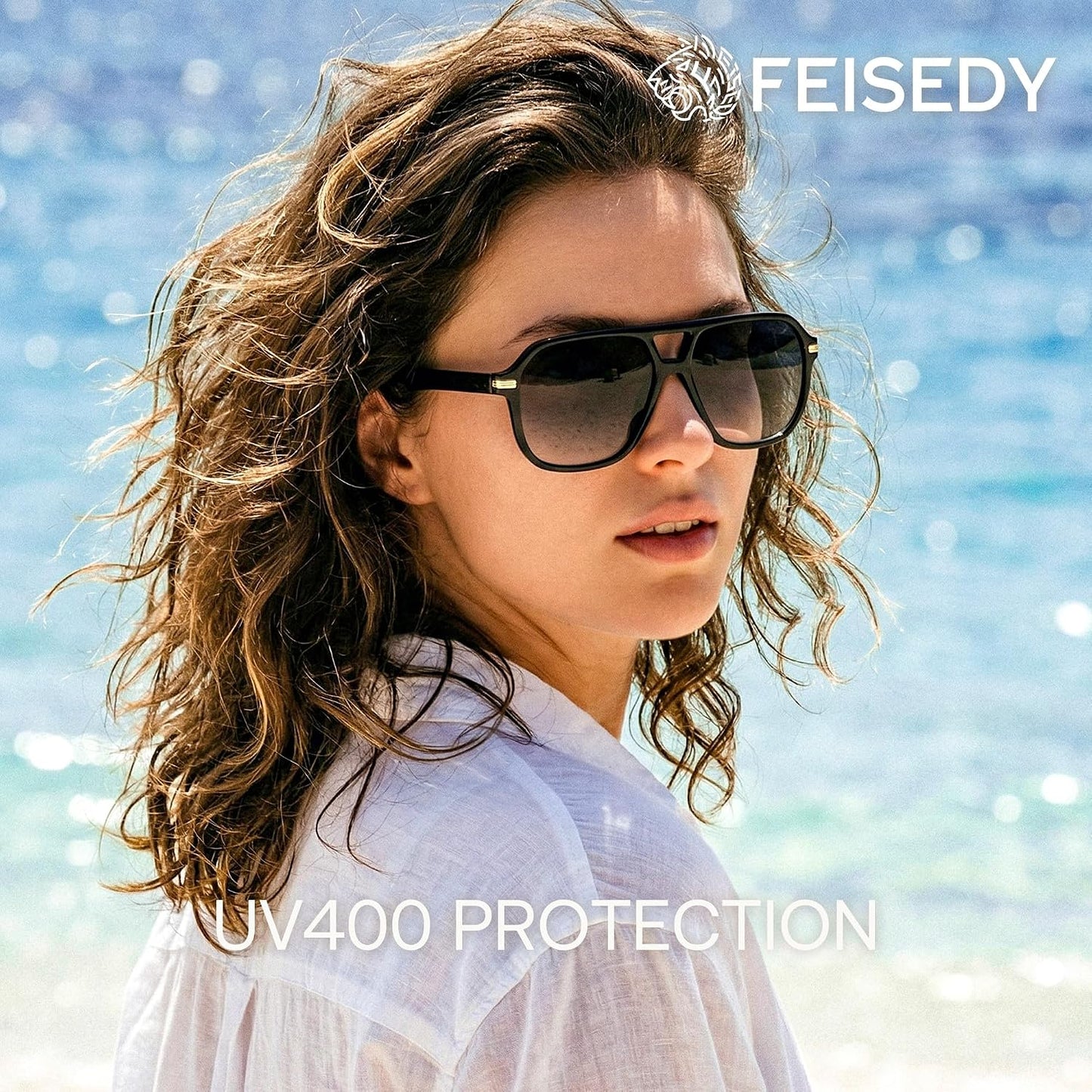 商品图片 22 | B0GTPJLQQN | FEISEDY Women Men Aviator Sunglasses UV400 Protection, Retro Trendy Square Frame for Driving Fishing Outdoor Daily B0425