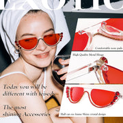 ÉÌƷͼƬ 9 | B0BKQFVBKQ | FEISEDY Women Crystal Cateye Sunglasses Half Frame Sparkling Trendy Retro Clout Goggles B2975