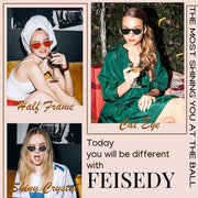 ÉÌƷͼƬ 7 | B0BKQFVBKQ | FEISEDY Women Crystal Cateye Sunglasses Half Frame Sparkling Trendy Retro Clout Goggles B2975