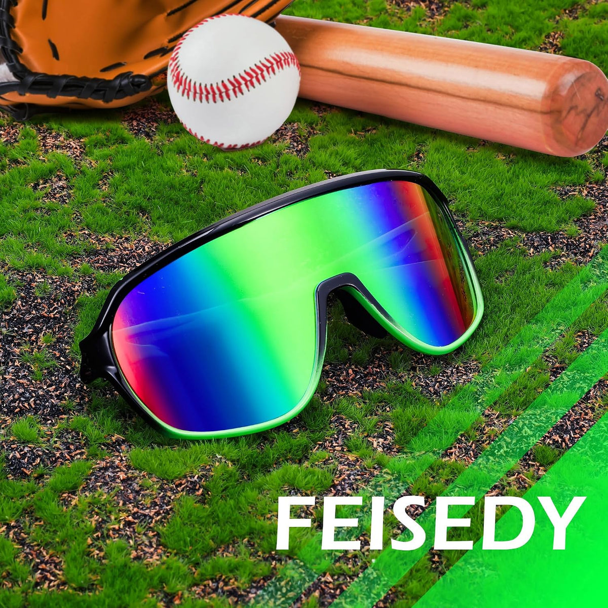 ÉÌƷͼƬ 24 | B0D5D4T92Q | FEISEDY Sports Sunglasses for Men and Women,Oversized One Piece Reflective Lens Cycling Sunglasses B0178