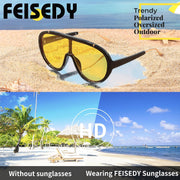 ÉÌƷͼƬ 45 | B085PPHWTZ | FEISEDY Retro Oversized Sunglasses Women Men One Piece Frame B2580