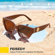 ÉÌƷͼƬ 39 | B0F8N6T6HM | FEISEDY Women's Polarized Cat Eye Sunglasses - UV400 Protection, Trendy Design for Driving & Daily Wear B0299