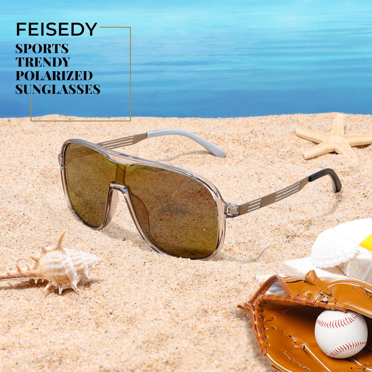 商品图片 17 | B0DSV55WLM | FEISEDY Polarized Sunglasses Men Women Mirrored One Piece Lens B0277