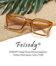 ÉÌƷͼƬ 79 | B07MNGNLNT | FEISEDY Classic Women Sunglasses Fashion Thick Square Sun Glasses B2471