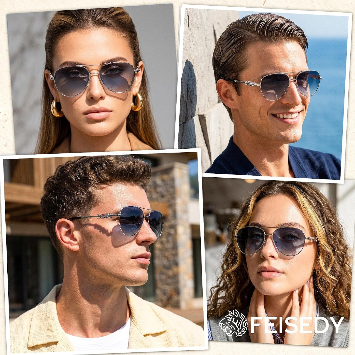 商品图片 23 | B0H4QPVJY6 | FEISEDY Retro Aviator Sunglasses for Women Men UV400 Shades B0409