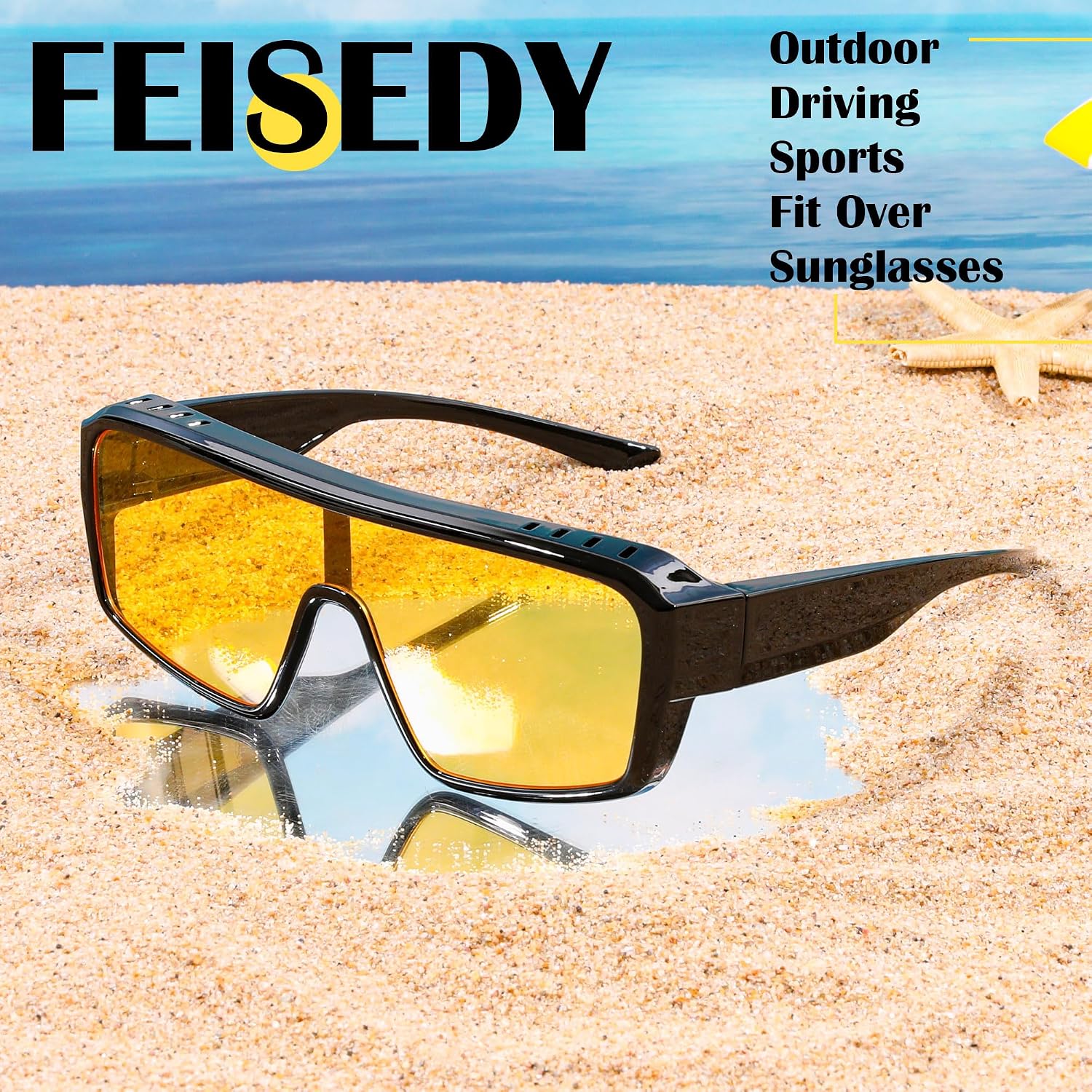 商品图片 20 | B0FWBV3SMZ | FEISEDY Oversized Square Fit Over Glasses Sunglasses for Men Women B0332