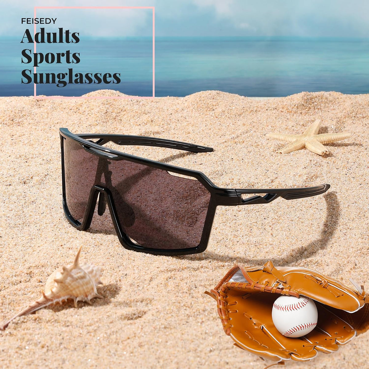 ÉÌƷͼƬ 5 | B0D2XDTT5X | FEISEDY Sports Cycling Sunglasses for Men Women, UV400 Protection Baseball Running Fishing Biking B0168