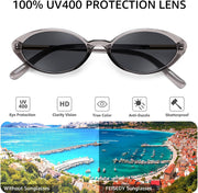 ÉÌƷͼƬ 29 | B0H2VP4ZBG | FEISEDY Oval Cat Eye Sunglasses for Women, 90s Narrow Y2K Shades B0435