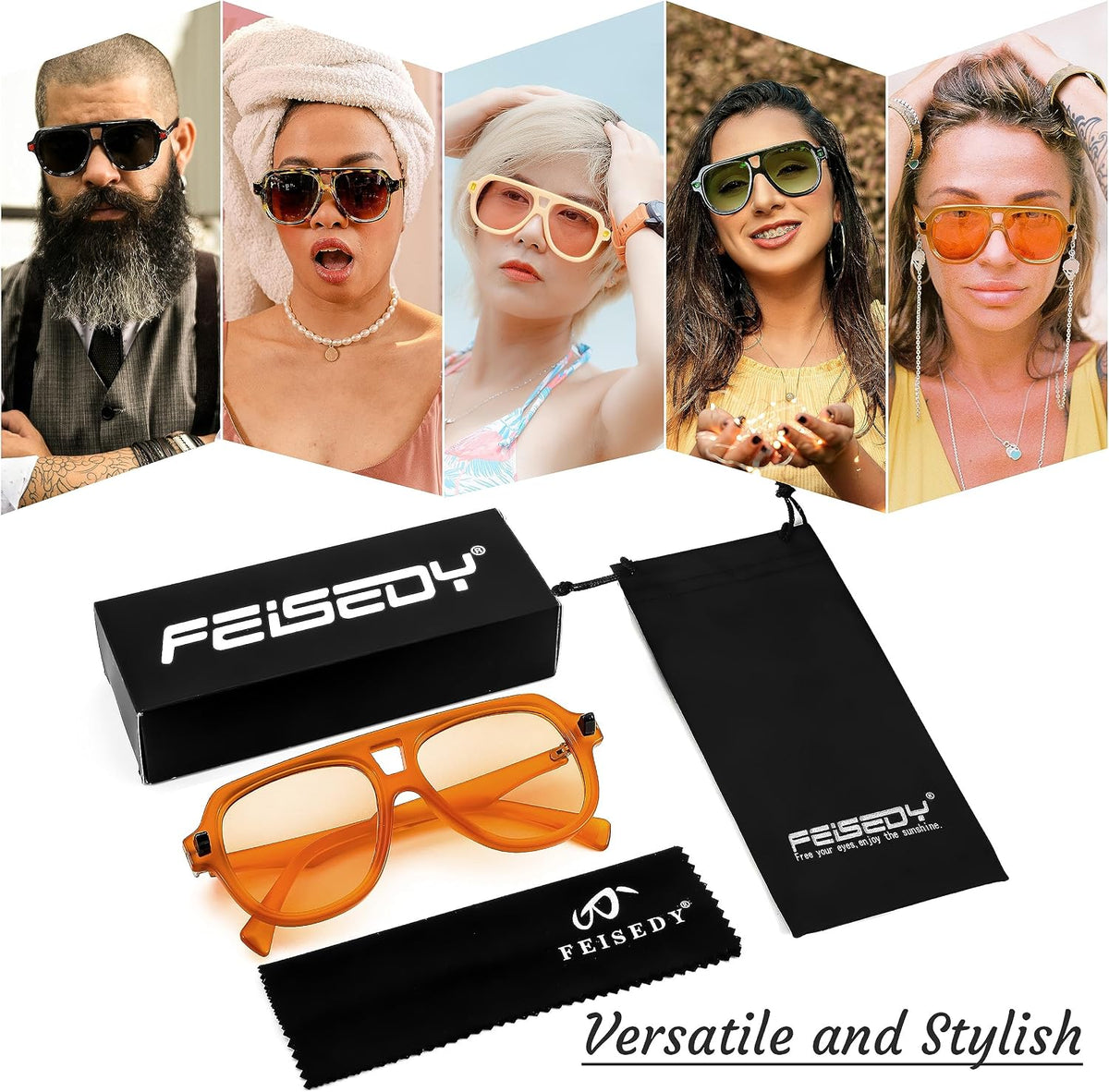 ÉÌƷͼƬ 22 | B0CDGNN3ZN | FEISEDY Vintage 70s Aviator Sunglasses Men Women Classic Retro Trendy Large Frame UV400 Sun Glasses B0030