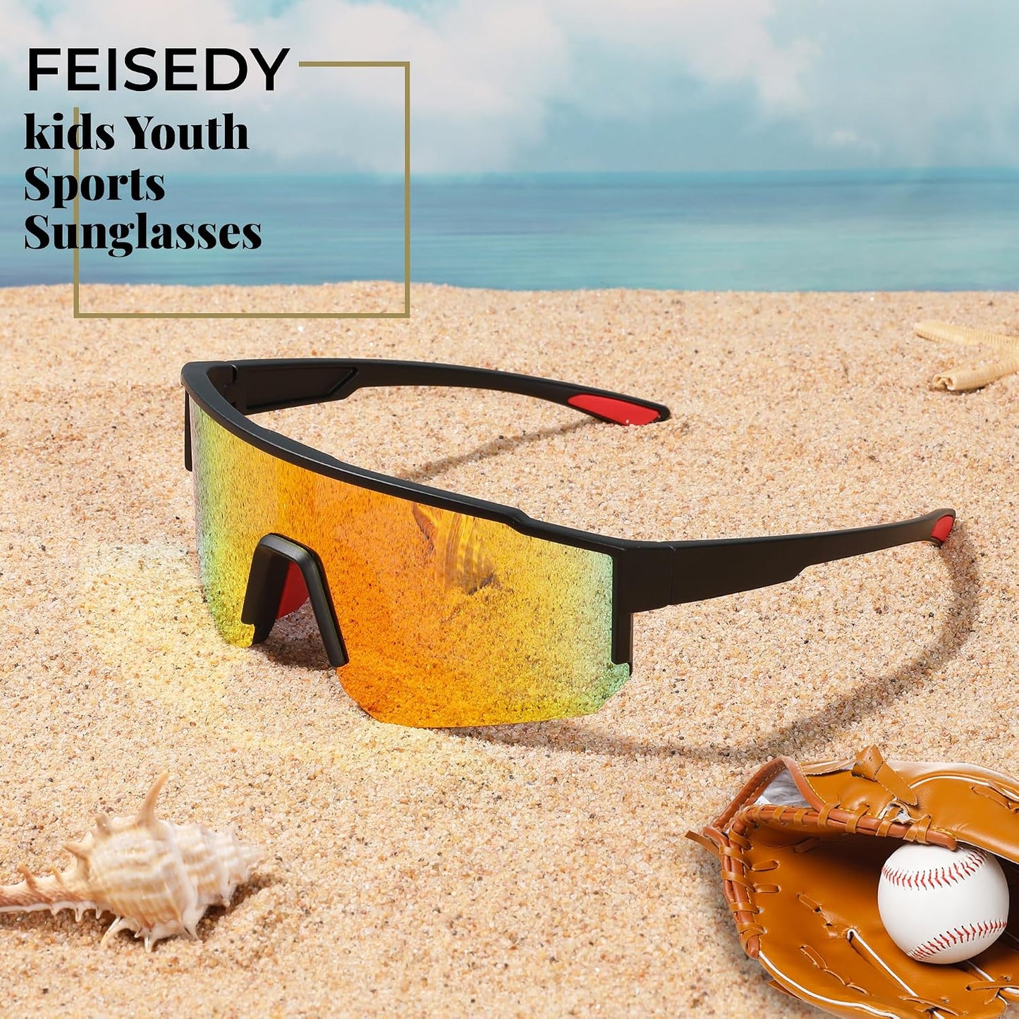 商品图片 26 | B0D95W5582 | FEISEDY Kids Sunglasses Youth Baseball Polarized Sunglasses Sports Lightweight TR90 Frame Boys Girls Cycling B0213