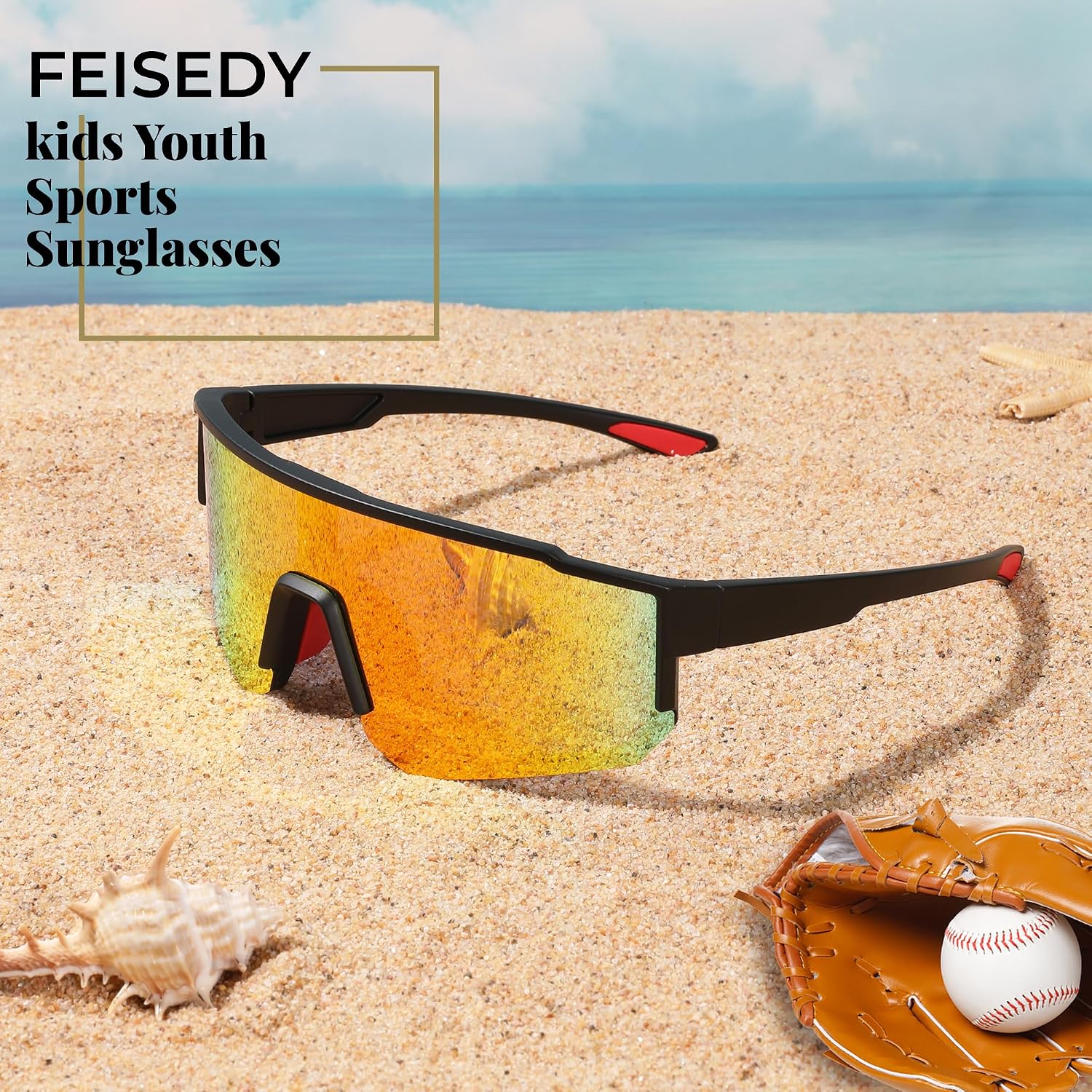 商品图片 26 | B0D95W5582 | FEISEDY Kids Sunglasses Youth Baseball Polarized Sunglasses Sports Lightweight TR90 Frame Boys Girls Cycling B0213