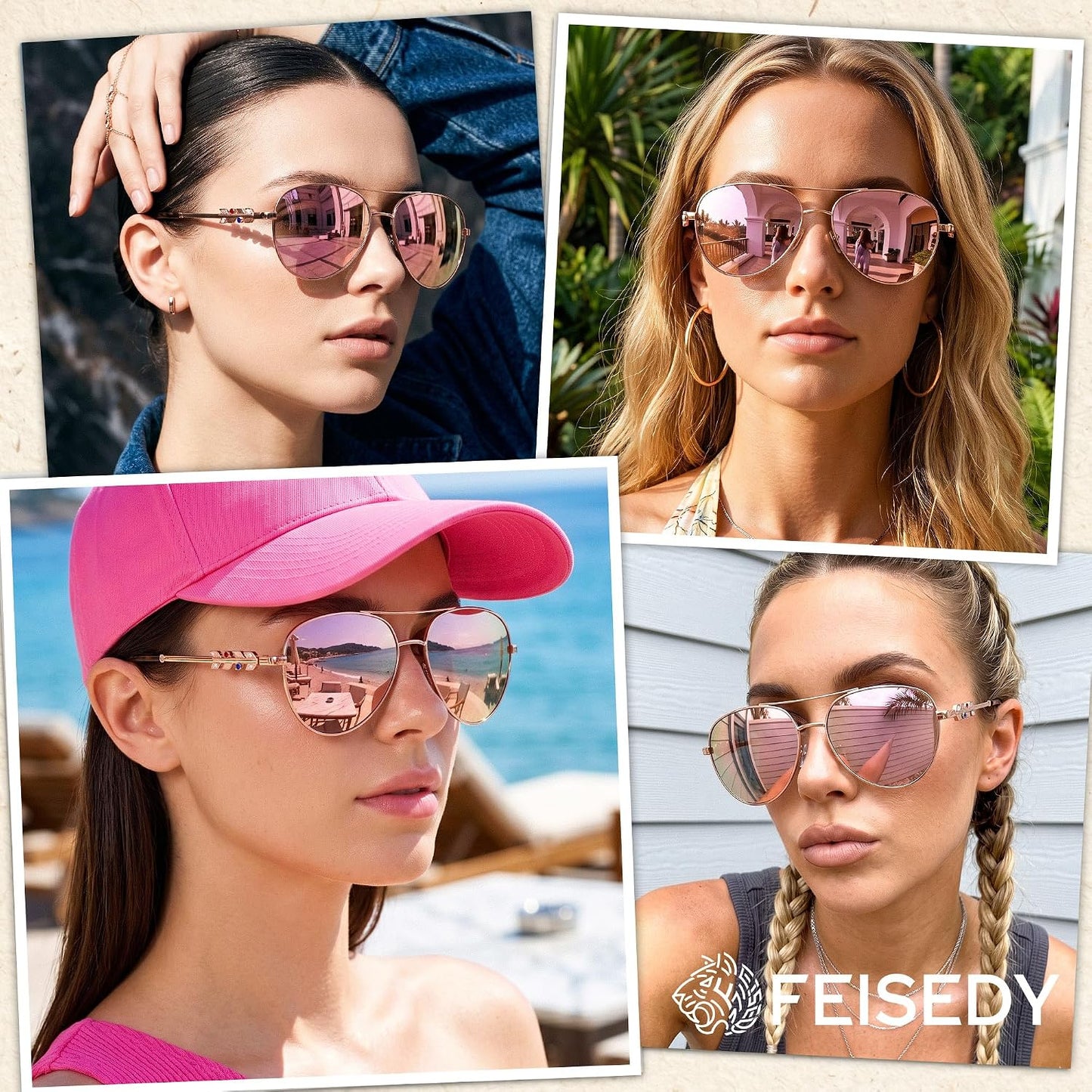 商品图片 9 | B0H4QPVJY6 | FEISEDY Retro Aviator Sunglasses for Women Men UV400 Shades B0409