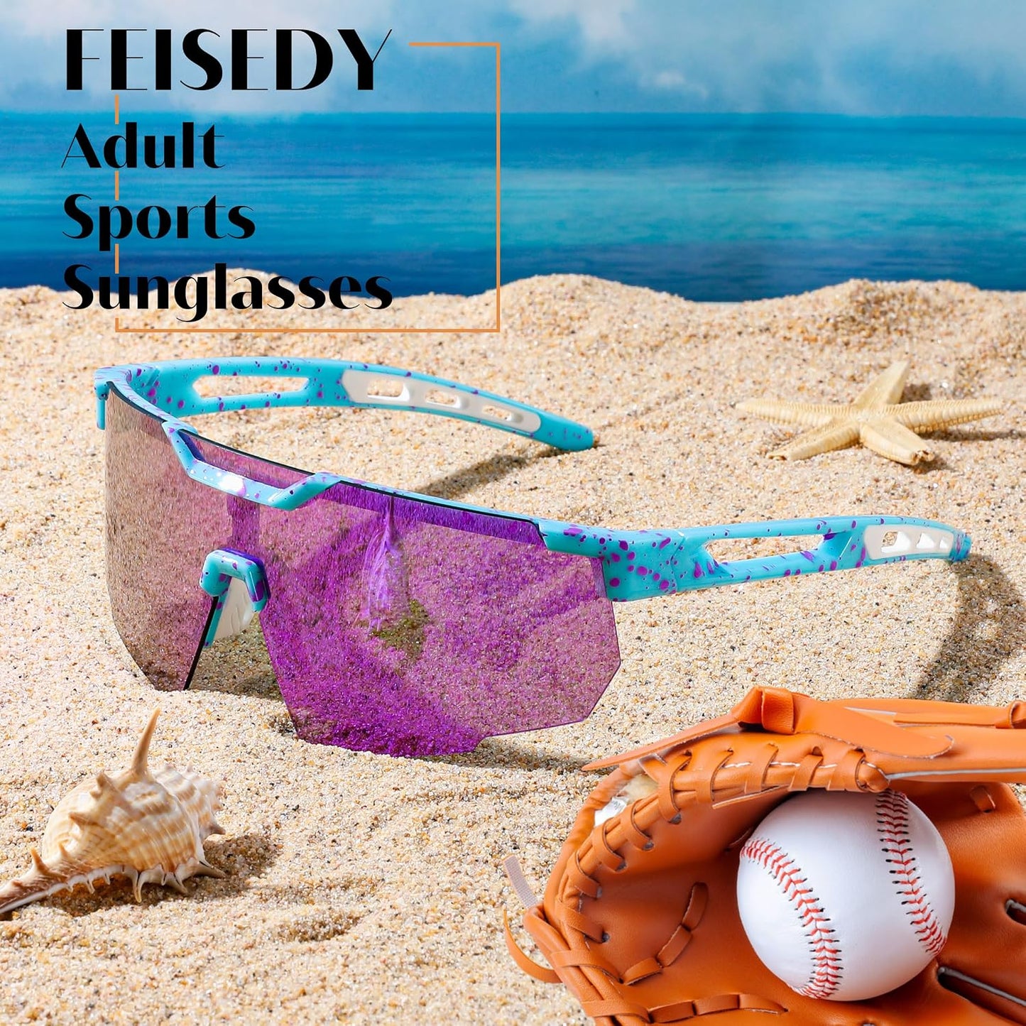 商品图片 20 | B0D2R93ZVQ | FEISEDY Cycling Sunglasses for Men Women, Sport Sunglasses for Baseball Softball Running Fishing Golf UV400 B0167