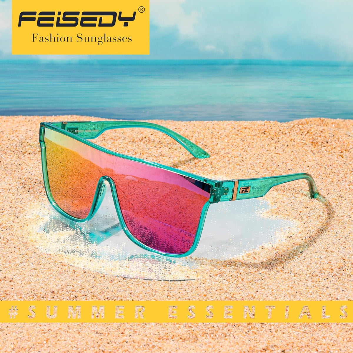 ÉÌƷͼƬ 76 | B0B2836HD6 | FEISEDY Sunglasses for Women Men, Fashion Mirrored Single Lens Shades