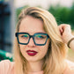 商品图片 2 | B0CDBH37B5 | FEISEDY Oversized Blue Light Glasses for Women Men TR90 Retro Square Anti Eyestrain Glasses Rectangle Fashion Frame B0037