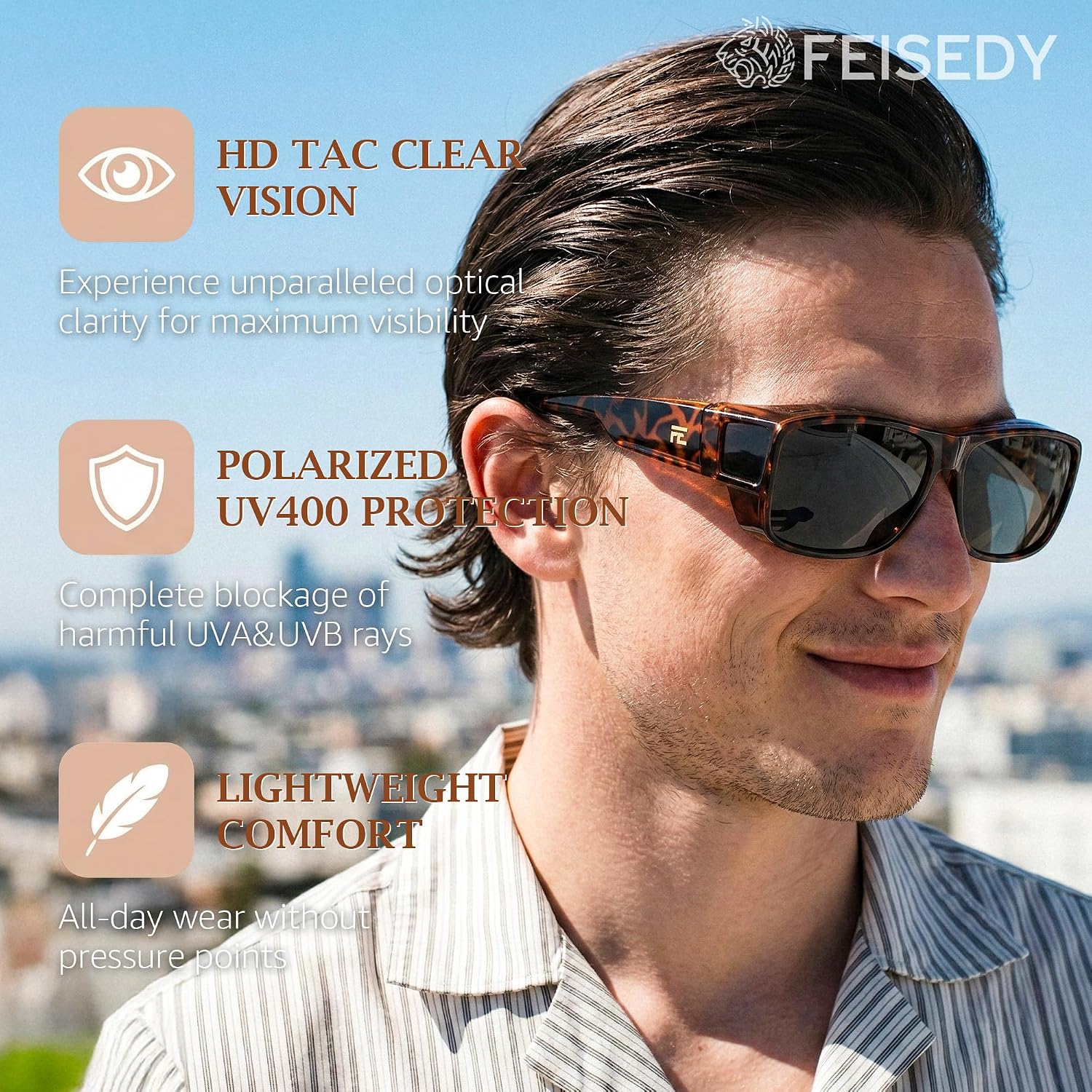 商品图片 9 | B0GR4T274K | FEISEDY Polarized Fit Over Glasses Sunglasses Driving Outdoors B0330
