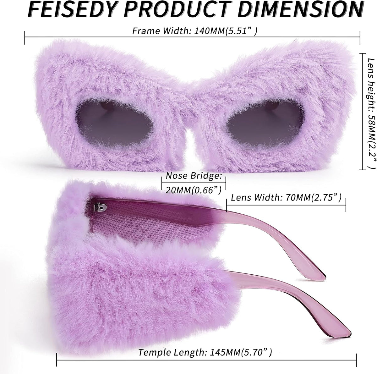 ÉÌƷͼƬ 37 | B09PN9V5N6 | FEISEDY Sunglasses Women Plush Fuzzy Soft Velvet Party Masquerade B2877
