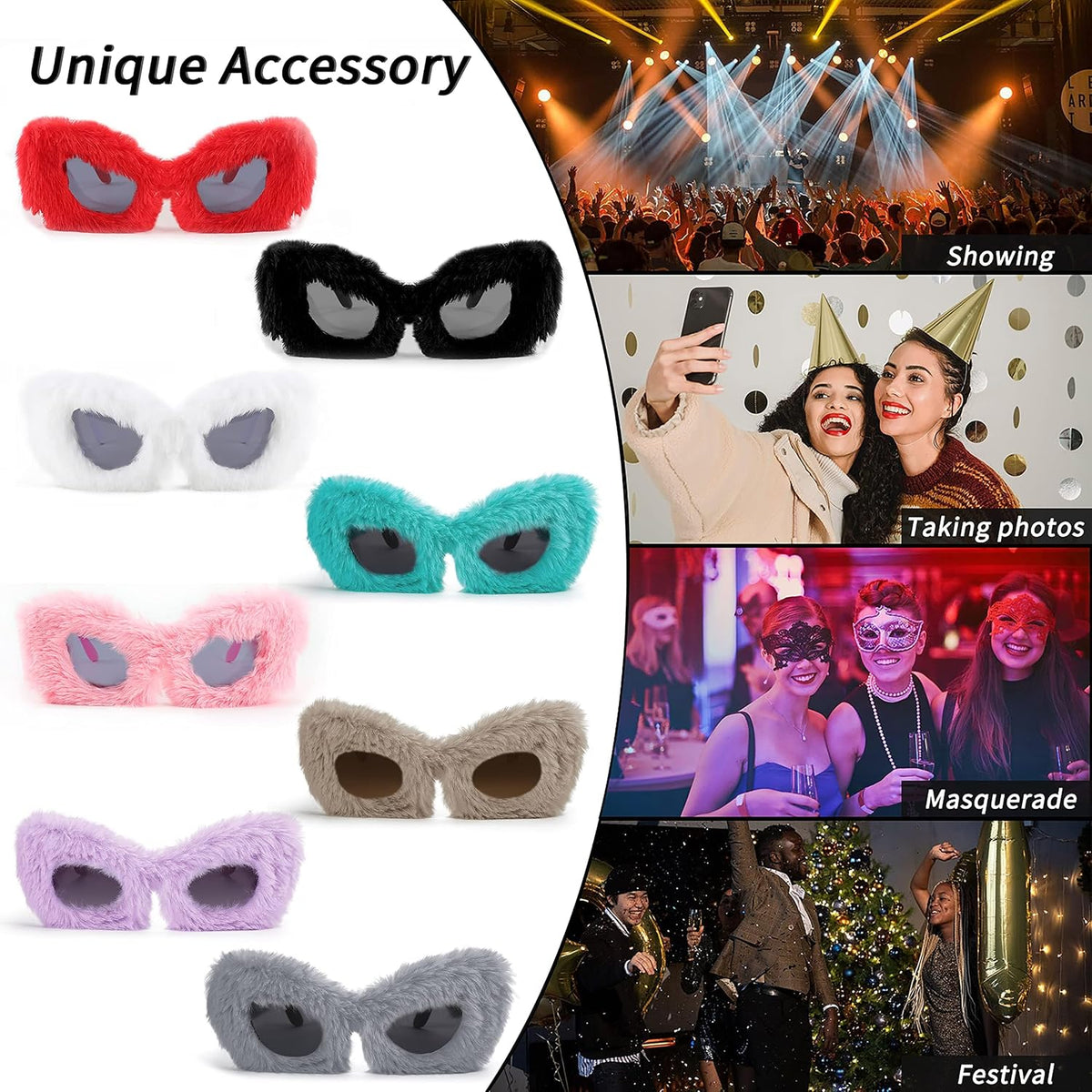 ÉÌƷͼƬ 76 | B09PN9V5N6 | FEISEDY Sunglasses Women Plush Fuzzy Soft Velvet Party Masquerade B2877