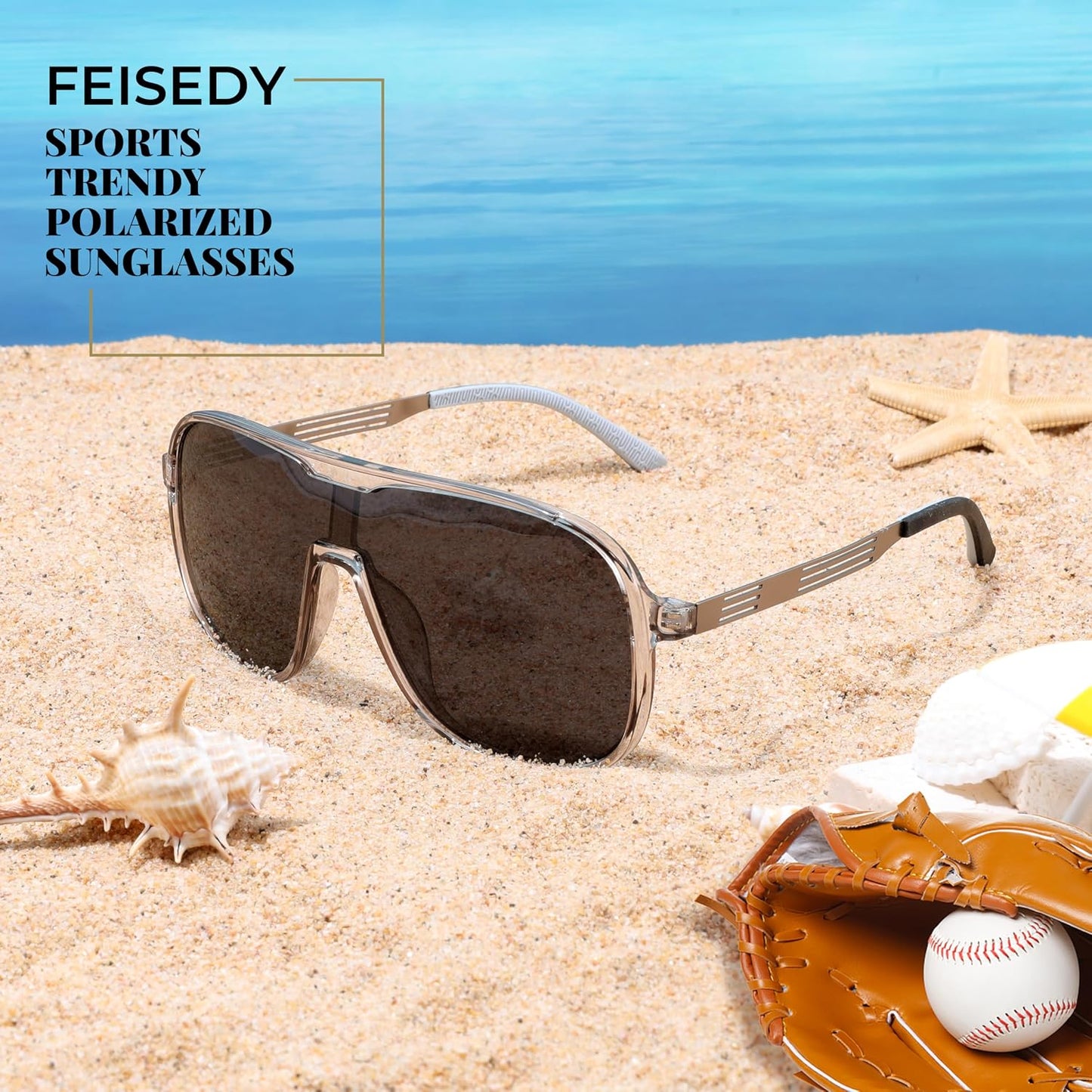 商品图片 35 | B0DSV55WLM | FEISEDY Polarized Sunglasses Men Women Mirrored One Piece Lens B0277
