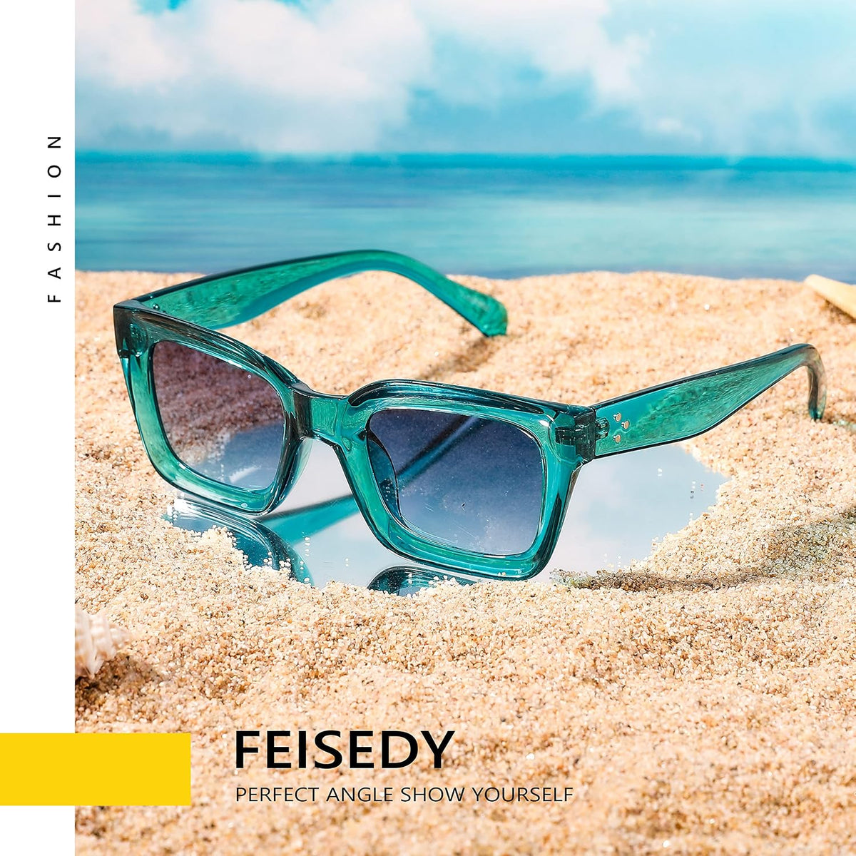 ÉÌƷͼƬ 13 | B07MNGNLNT | FEISEDY Classic Women Sunglasses Fashion Thick Square Sun Glasses B2471