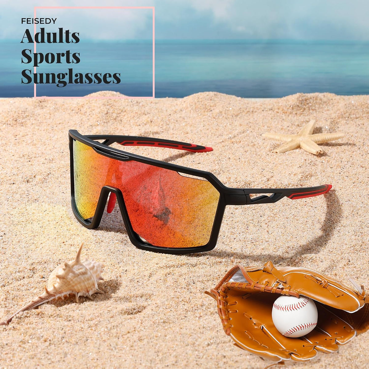 ÉÌƷͼƬ 12 | B0D2XDTT5X | FEISEDY Sports Cycling Sunglasses for Men Women, UV400 Protection Baseball Running Fishing Biking B0168