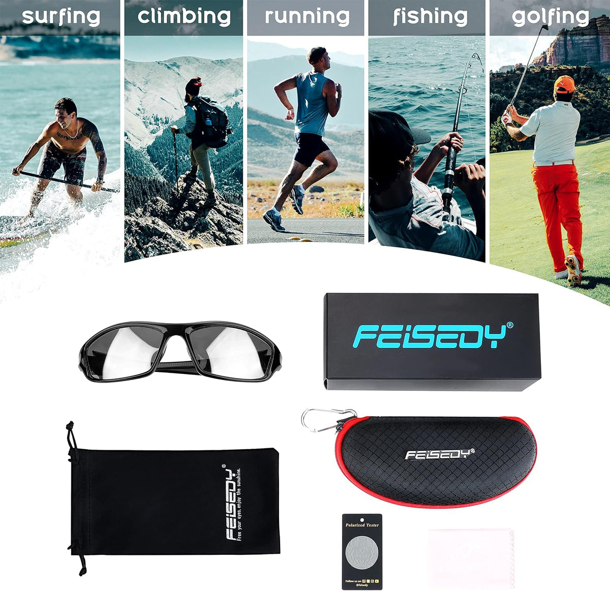 ÉÌƷͼƬ 48 | B09CT4VMCM | FEISEDY Classic Men Polarized Sports Sunglasses Night Driving Yellow Lenses Cycling Fishing Driving Glasses B2674
