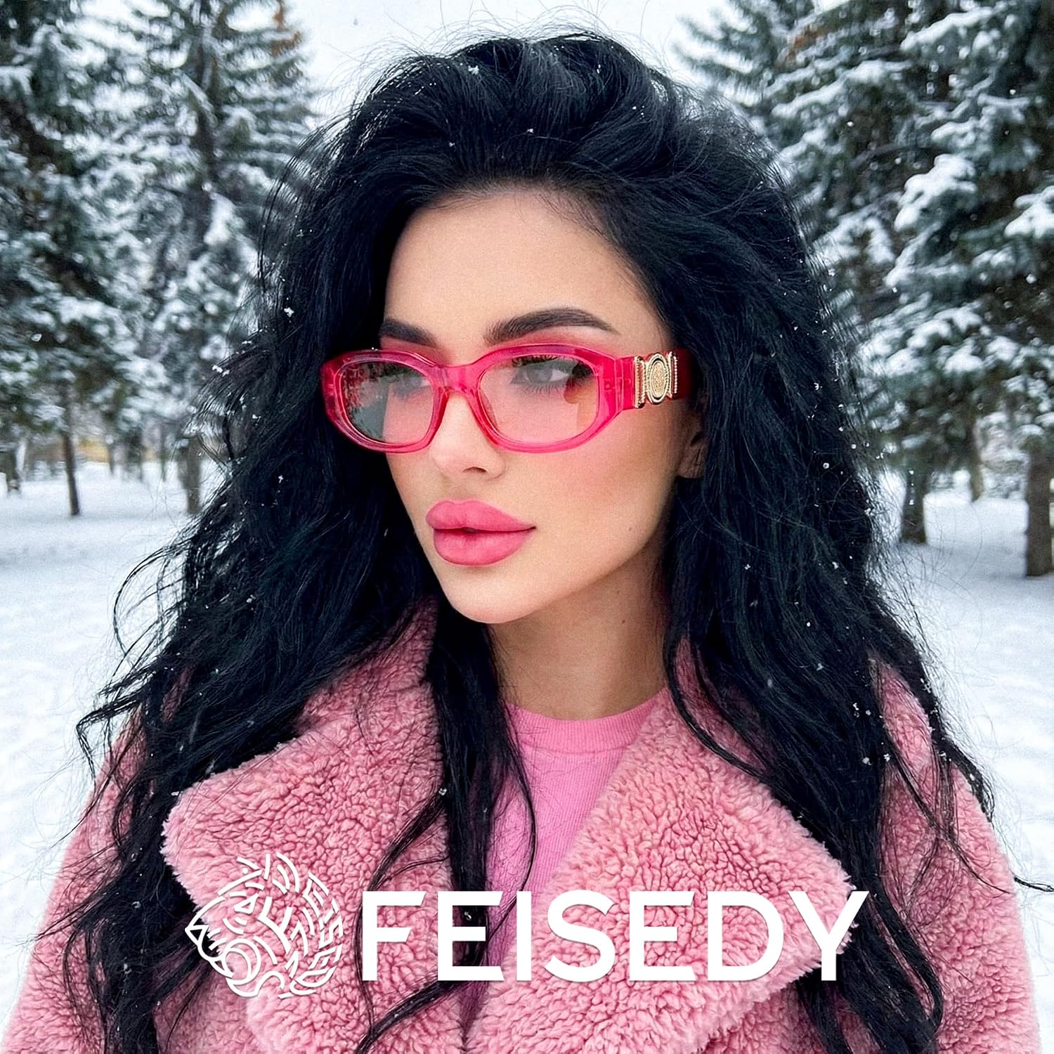 商品图片 25 | B0G34Q5S98 | FEISEDY Retro Trendy Narrow Blue Light Glasses for Women Men B0316 | Vintage 90s Small Square Eyeglasses,Blue Light Blocking