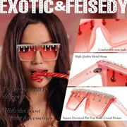 ÉÌƷͼƬ 2 | B0BKRG4KXC | FEISEDY Oversized Square Trendy Sunglasses Womens Crystal Tassels Sparkling Shades Flat Top Visor B2976
