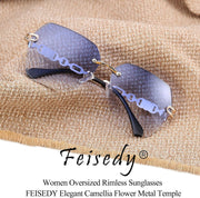 ÉÌƷͼƬ 22 | B083VRLS2Q | FEISEDY Classic Rimless Sunglasses Women Metal Frame Diamond Cutting Lens Sun Glasses B2567