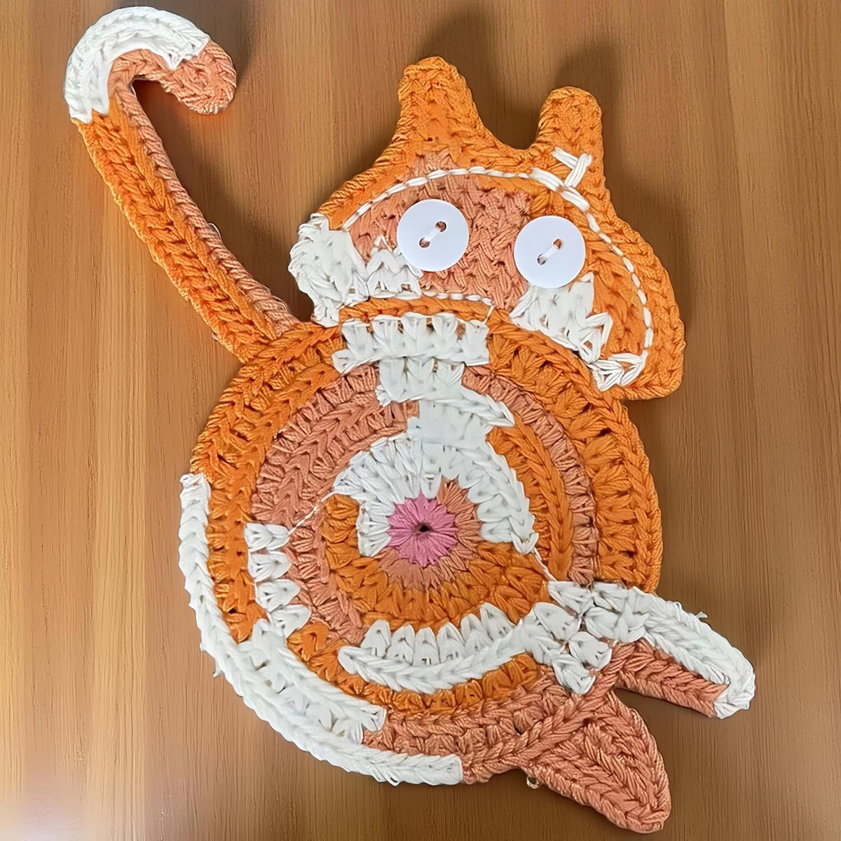 Orange | B0DS54FWSW | Cute Cat Drink Coaster, Fun Woven Creative Coasters, for Home Decor Tabletop Protection, Cat Gifts for Cat Lovers