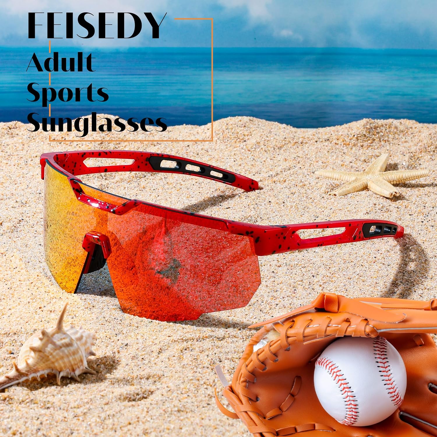 商品图片 27 | B0D2R93ZVQ | FEISEDY Cycling Sunglasses for Men Women, Sport Sunglasses for Baseball Softball Running Fishing Golf UV400 B0167