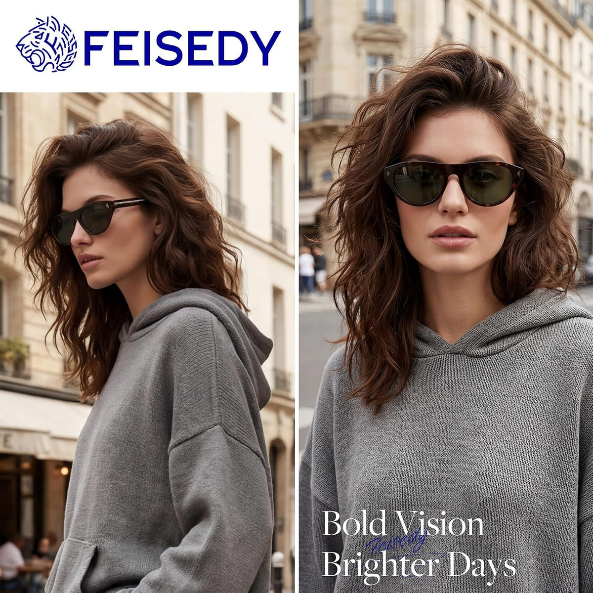ÉÌƷͼƬ 30 | B0GSYML7HF | FEISEDY Retro Oval Cat Eye Sunglasses for Women Men B0411