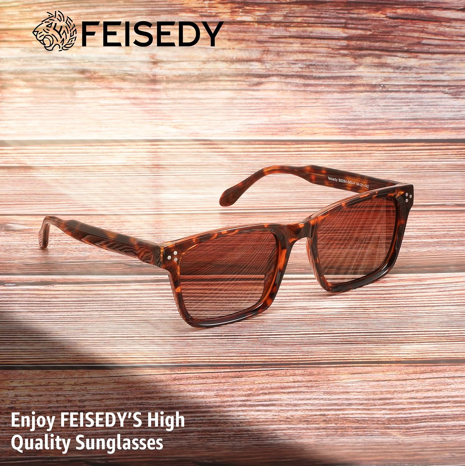 商品图片 32 | B0FHD6DJB5 | FEISEDY Trendy Square Polarized Sunglasses For Men Women Thick Frame B0294
