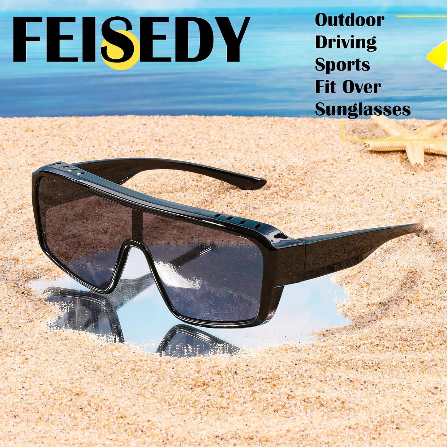 商品图片 11 | B0FWBV3SMZ | FEISEDY Oversized Square Fit Over Glasses Sunglasses for Men Women B0332