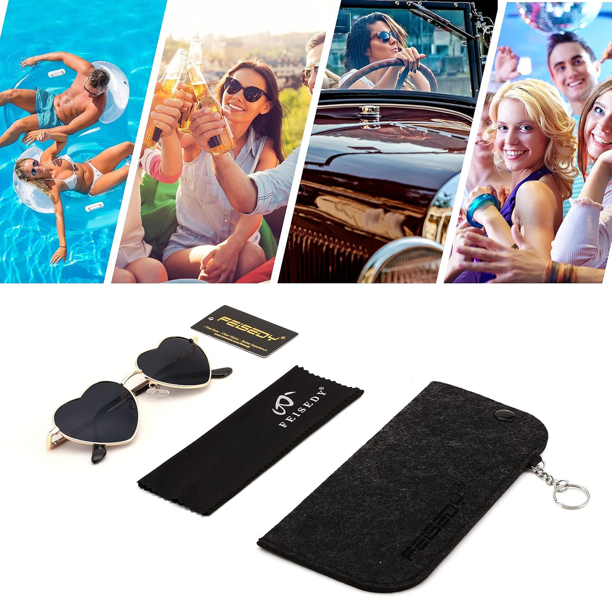 ÉÌƷͼƬ 33 | B0BP6HX1R6 | FEISEDY Polarized Heart Sunglasses Women Men Metal Frame Cute Lovely Glasses UV400 Protection B2375